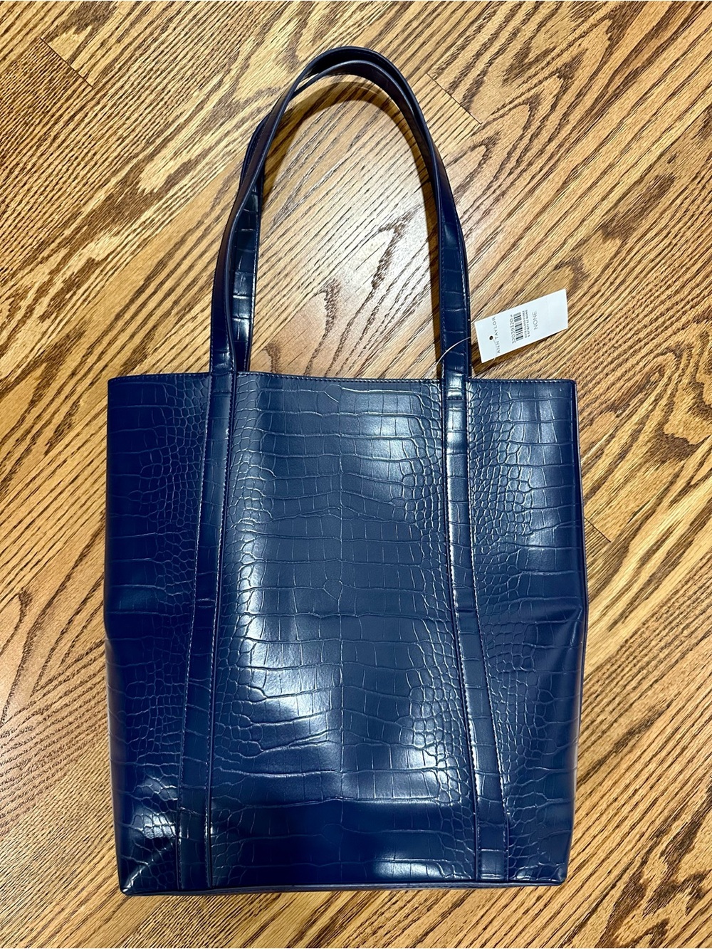 Ann Taylor Faux Blue Croc-Embossed Tote Bag